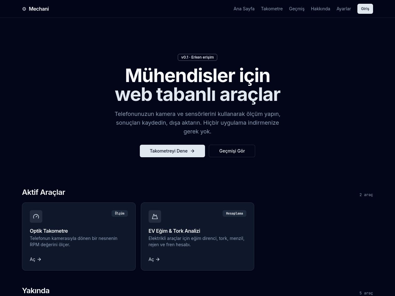 Mechani — Browser-Based Engineering Tools